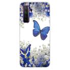 For Huawei P40 Lite 5G Coloured Drawing Pattern Highly Transparent TPU Protective Case(Purple Butterfly) - 1