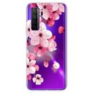 For Huawei P40 Lite 5G Coloured Drawing Pattern Highly Transparent TPU Protective Case(Cherry Blossoms) - 1