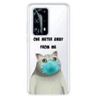 For Huawei P40 Pro+ Coloured Drawing Pattern Highly Transparent TPU Protective Case(Mask Cat) - 1