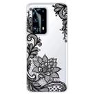 For Huawei P40 Pro+ Coloured Drawing Pattern Highly Transparent TPU Protective Case(Black Rose) - 1