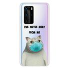 For Huawei P40 Pro Coloured Drawing Pattern Highly Transparent TPU Protective Case(Mask Cat) - 1