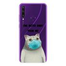 For Huawei Y6p (2020) Coloured Drawing Pattern Highly Transparent TPU Protective Case(Mask Cat) - 1