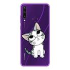 For Huawei Y6p (2020) Coloured Drawing Pattern Highly Transparent TPU Protective Case(Cat) - 1