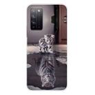 For Huawei Honor X10 Coloured Drawing Pattern Highly Transparent TPU Protective Case(Cat Tiger) - 1