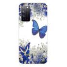 For Huawei Honor X10 Coloured Drawing Pattern Highly Transparent TPU Protective Case(Purple Butterfly) - 1