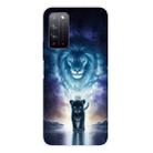For Huawei Honor X10 Coloured Drawing Pattern Highly Transparent TPU Protective Case(Lion) - 1
