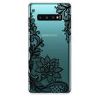 For Samsung Galaxy S10+ Coloured Drawing Pattern Highly Transparent TPU Protective Case(Black Rose) - 1
