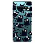 For Samsung Galaxy S10+ Coloured Drawing Pattern Highly Transparent TPU Protective Case(Black Cat) - 1
