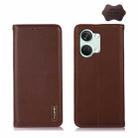 For OnePlus Nord 3 / Ace 2V KHAZNEH Nappa Top Layer Cowhide Leather Phone Case(Brown) - 1