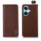 For OnePlus Nord CE3 5G KHAZNEH Nappa Top Layer Cowhide Leather Phone Case(Brown) - 1