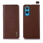 For OnePlus Nord CE4 Lite KHAZNEH Nappa Top Layer Cowhide Leather Phone Case(Brown) - 1