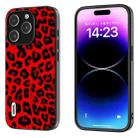 For iPhone 15 Pro ABEEL Black Edge Leopard Phone Case(Red Leopard) - 1