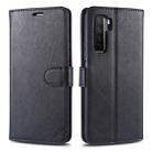 For Huawei Nova 7 SE AZNS Sheepskin Texture Horizontal Flip Leather Case with Holder & Card Slots & Wallet(Black) - 1