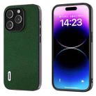 For iPhone 15 Pro ABEEL Black Edge Genuine Leather Mino Phone Case(Green) - 1