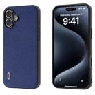 For iPhone 16 ABEEL Black Edge Genuine Leather Mino Phone Case(Royal Blue) - 1