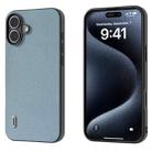 For iPhone 16 ABEEL Black Edge Genuine Leather Mino Phone Case(Blue) - 1