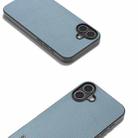 For iPhone 16 Plus ABEEL Black Edge Genuine Leather Mino Phone Case(Blue) - 2