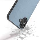 For iPhone 16 Plus ABEEL Black Edge Genuine Leather Mino Phone Case(Blue) - 3