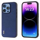 For iPhone 16 Pro Max ABEEL Black Edge Genuine Leather Mino Phone Case(Royal Blue) - 1