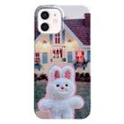 For iPhone 12 Painted Pattern PC Phone Case(Bunny Hug) - 1