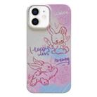 For iPhone 12 Painted Pattern PC Phone Case(Pink Line Bunny) - 1