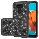 For LG K31 Glitter Powder Contrast Skin Shockproof Silicone + PC Protective Case(Black) - 1