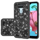 For LG K51 Glitter Powder Contrast Skin Shockproof Silicone + PC Protective Case(Black) - 1