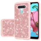 For LG K51 Glitter Powder Contrast Skin Shockproof Silicone + PC Protective Case(Rose Gold) - 1