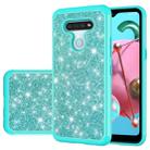 For LG K51 Glitter Powder Contrast Skin Shockproof Silicone + PC Protective Case(Green) - 1