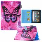 For Amazon Fire Max 11 2023 Colored Drawing Leather Smart Tablet Case(Red Flower Pink Butterfly) - 1