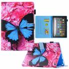 For Amazon Fire Max 11 2023 Colored Drawing Leather Smart Tablet Case(Red Flower Blue Butterfly) - 1