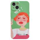 For iPhone 14 Precise Hole TPU Phone Case(Short Hair Girl) - 1