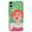 For iPhone 12 Precise Hole TPU Phone Case(Short Hair Girl) - 1