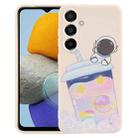 For Samsung Galaxy M23 5G / F23 5G Milk Tea Astronaut Pattern Liquid Silicone Phone Case(White) - 1