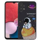 For Samsung Galaxy A13 5G / 4G Milk Tea Astronaut Pattern Liquid Silicone Phone Case(Black) - 1