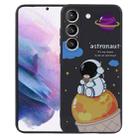 For Samsung Galaxy S21+ 5G Milk Tea Astronaut Pattern Liquid Silicone Phone Case(Black) - 1