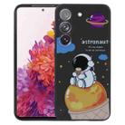 For Samsung Galaxy S20 FE 5G Milk Tea Astronaut Pattern Liquid Silicone Phone Case(Black) - 1