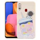 For Samsung Galaxy A20s / A20 Milk Tea Astronaut Pattern Liquid Silicone Phone Case(White) - 1