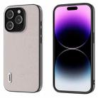 For iPhone 15 Pro ABEEL Genuine Leather Wave Black Edge Phone Case(Grey) - 1