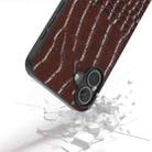 For iPhone 16 ABEEL Genuine Leather Crocodile Pattern Black Edge Phone Case(Coffee) - 3