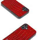 For iPhone 16 Plus ABEEL Genuine Leather Crocodile Pattern Black Edge Phone Case(Red) - 2