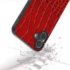 For iPhone 16 Plus ABEEL Genuine Leather Crocodile Pattern Black Edge Phone Case(Red) - 3