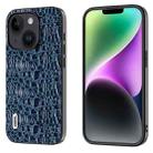 For iPhone 15 Plus ABEEL Genuine Leather Canopy Black Edge Phone Case(Blue) - 1