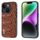 For iPhone 15 ABEEL Genuine Leather Canopy Black Edge Phone Case(Brown) - 1