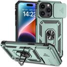 For iPhone 15 Pro Sliding Camshield Holder Phone Case(Dark Green) - 1