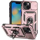 For iPhone 15 Sliding Camshield Holder Phone Case(Rose Gold) - 1