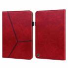 For Amazon Kindle Fire HD 10 2023 Embossed Striped Leather Tablet Case(Red) - 1