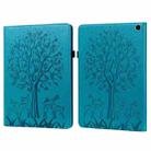 For Amazon Fire Max 11 Tree & Deer Embossed Leather Tablet Case(Blue) - 1