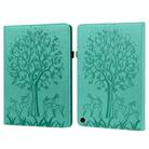 For Amazon Fire Max 11 Tree & Deer Embossed Leather Tablet Case(Green) - 1