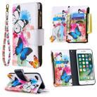 For iPhone 8 & 7 Colored Drawing Pattern Zipper Horizontal Flip Leather Case with Holder & Card Slots & Wallet(Two Butterflies) - 1